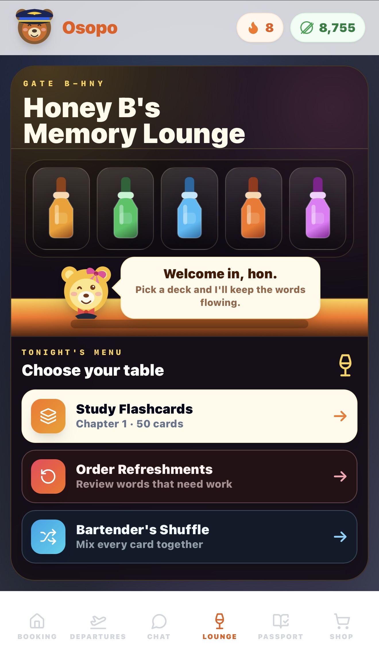 OSOPO Honey B memory lounge screen